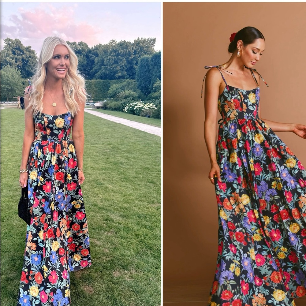 Show Me Your MuMu Black Floral Wedding Dress with Red, Yellow, Purple Flowers